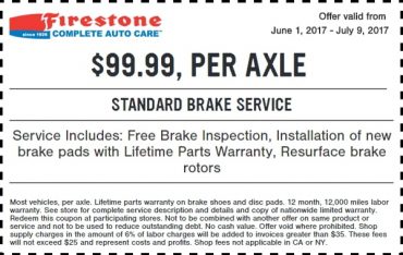 Firestone Brake Service Coupon