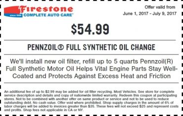 Firestone Full Synthetic Oil Change Coupon