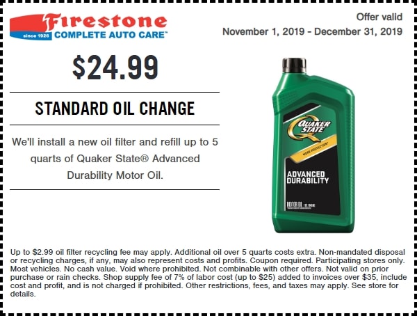 Firestone Standard Oil Change Coupon