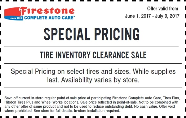 Firestone Tire Inventory Clearance Sale Coupon