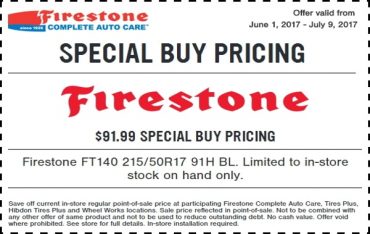 Firestone Tire Special Buy Pricing Coupon