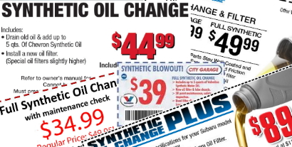 Synthetic Oil Change Coupons